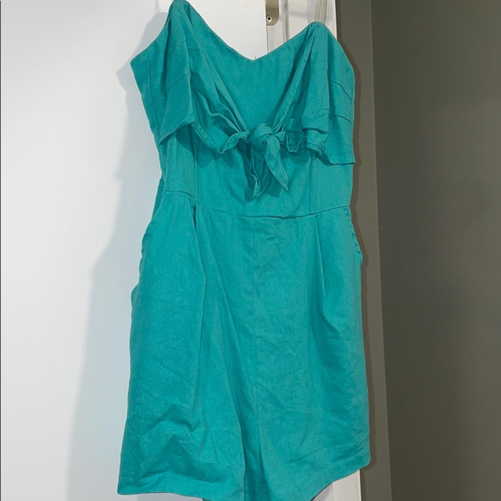 Turquoise romper with pockets